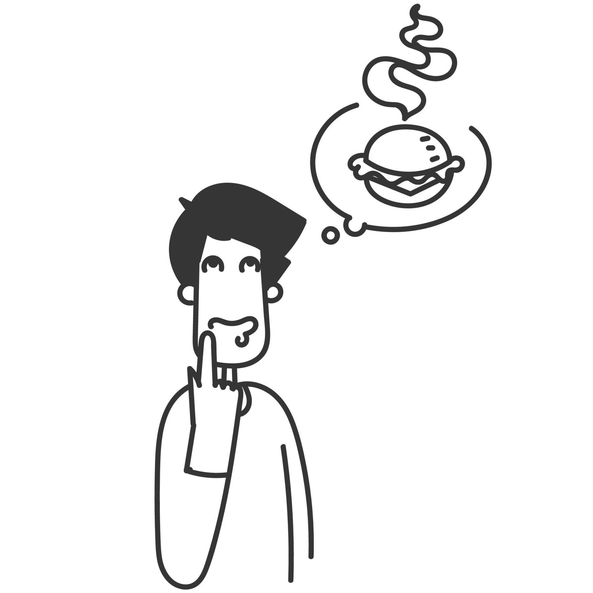 hand drawn doodle Hungry man thinking food illustration vector 25264011
