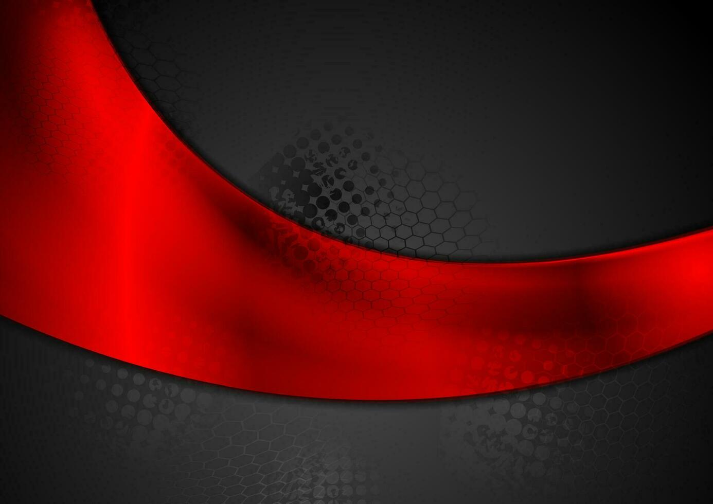 Bright red glossy wave on black background vector