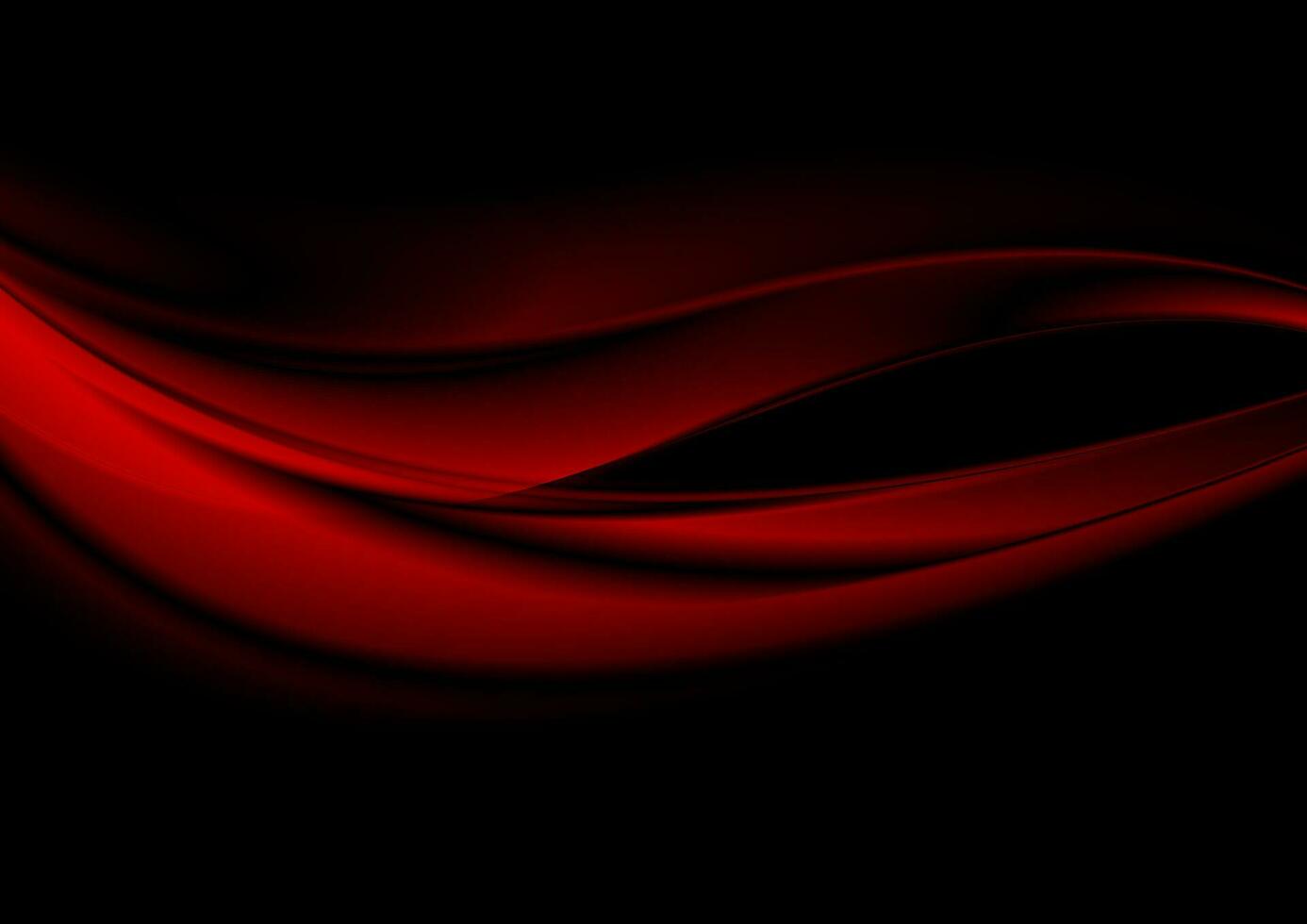 Abstract smooth red waves on black background vector