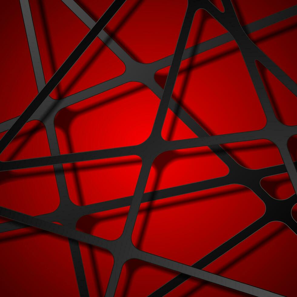 Abstract black stripes on bright red background vector