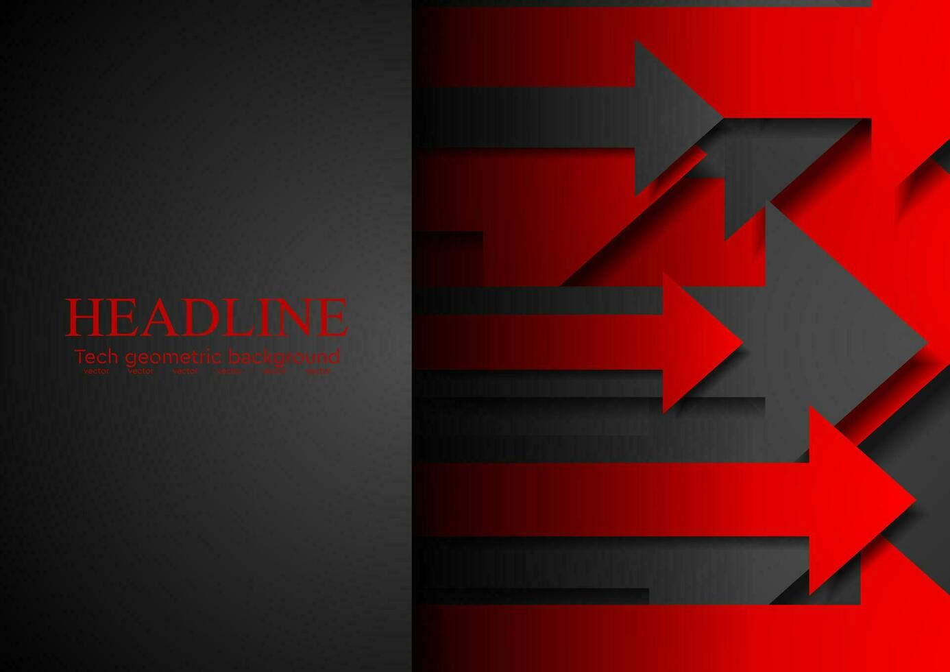 Red and black tech abstract background with arrows vector