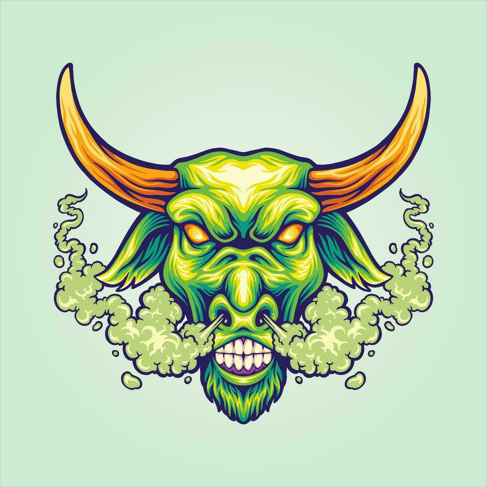 Fierce bull head intimidating bold presence vector illustrations for your work logo, merchandise t-shirt, stickers and label designs, poster, greeting cards advertising business company