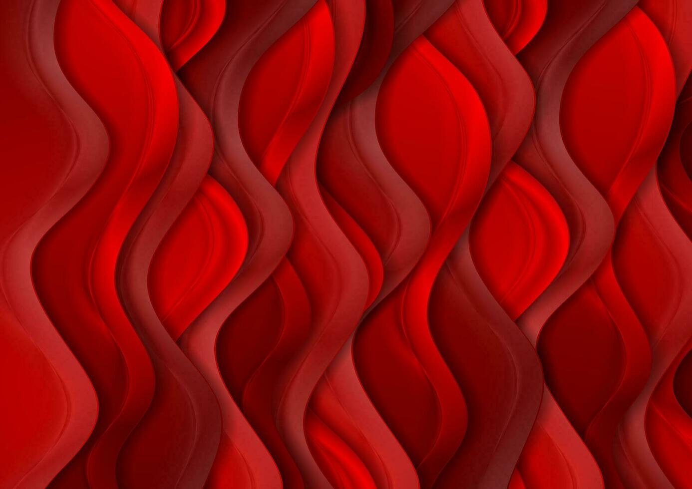 Bright red abstract silk wavy pattern background vector