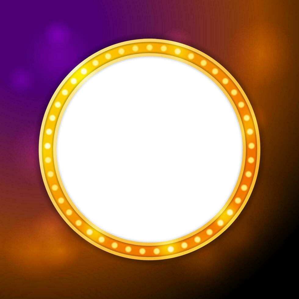Shining blank circle retro light banner vector