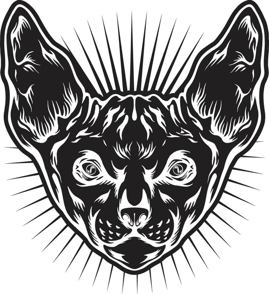 de miedo místico esfinge gato cabeza egipcio Dios ilustraciones monocromo vector ilustraciones para tu trabajo logo, mercancías camiseta, pegatinas y etiqueta diseños, póster, saludo tarjetas publicidad