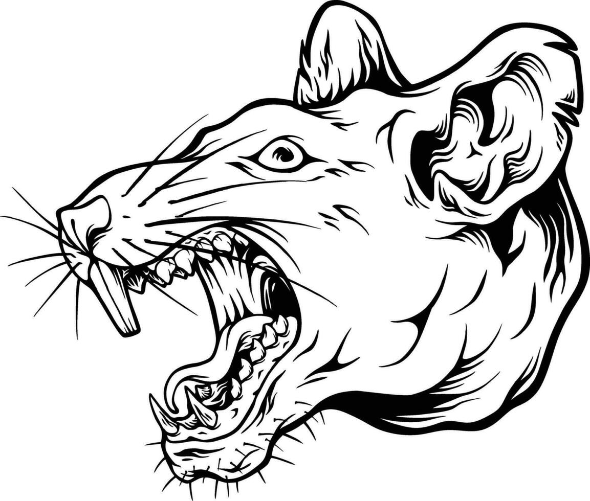Fury unleashed angry rat monster outline vector illustrations for your work logo, merchandise t-shirt, stickers and label designs, poster, greeting cards advertising business company