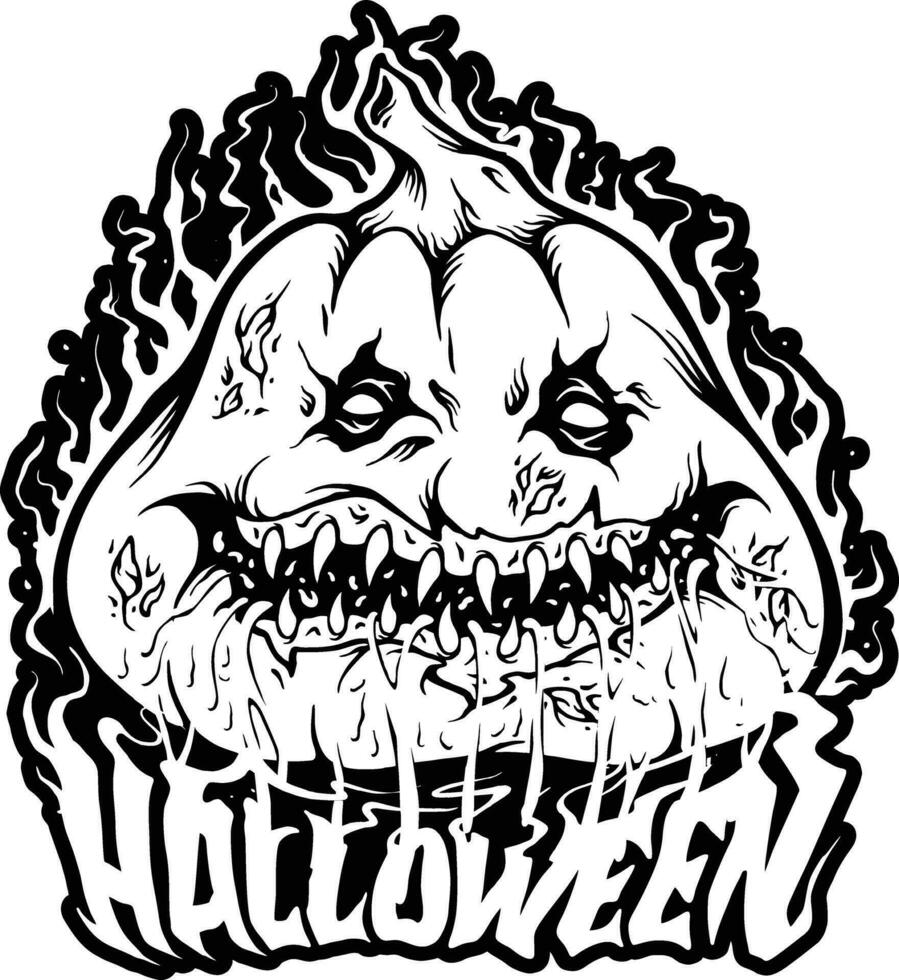 Spooky flaming pumpkins halloween lettering melted logo illustrations silhouette vector for your work logo, merchandise t-shirt, stickers and label designs, poster, greeting cards advertising