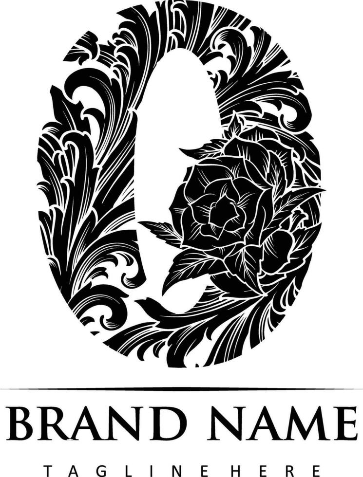 Vintage blossoms engraved floral initial o monogram outline vector illustrations for your work logo, merchandise t-shirt, stickers and label designs, poster, greeting cards advertising business