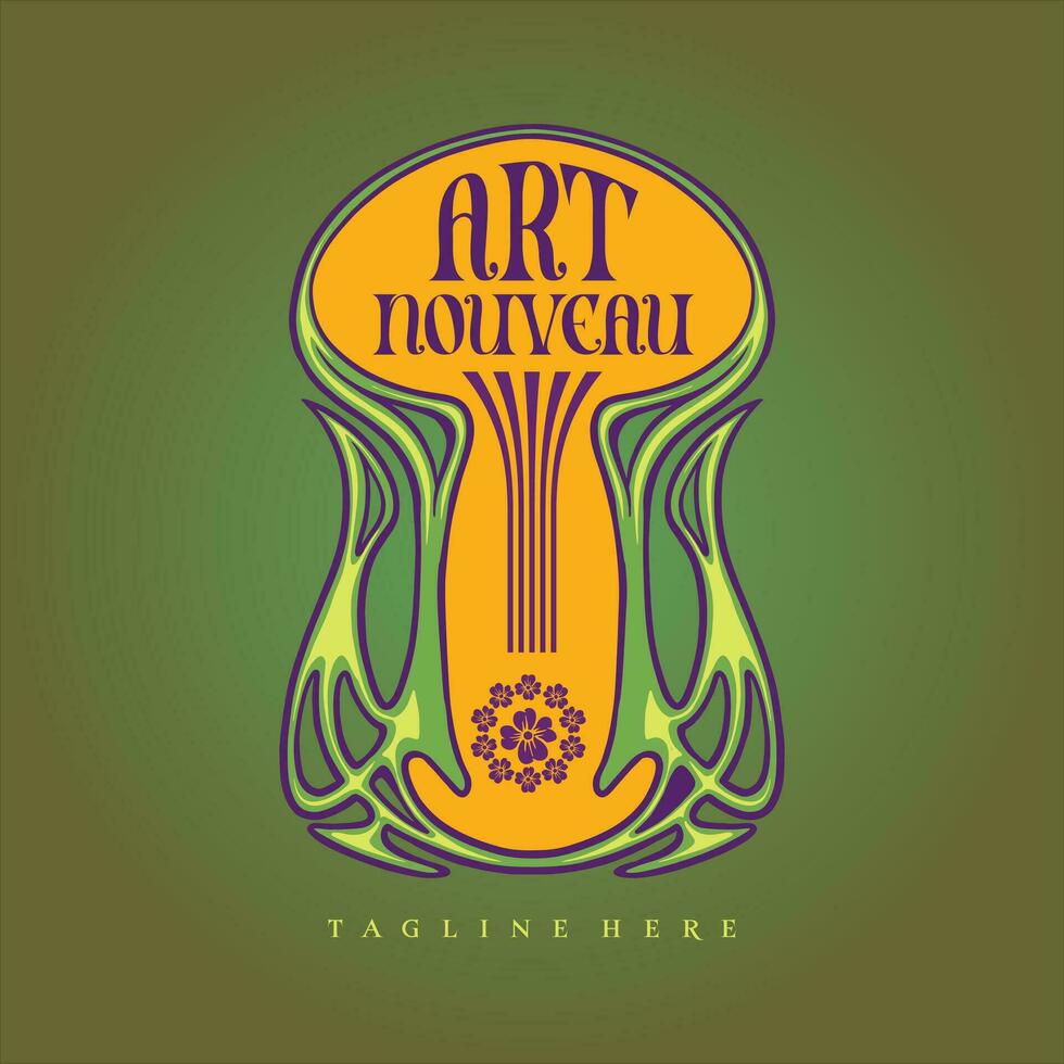 Classical art nouveau frame background logo illustrations vector illustrations for your work logo, merchandise t-shirt, stickers and label designs, poster, greeting cards advertising business company
