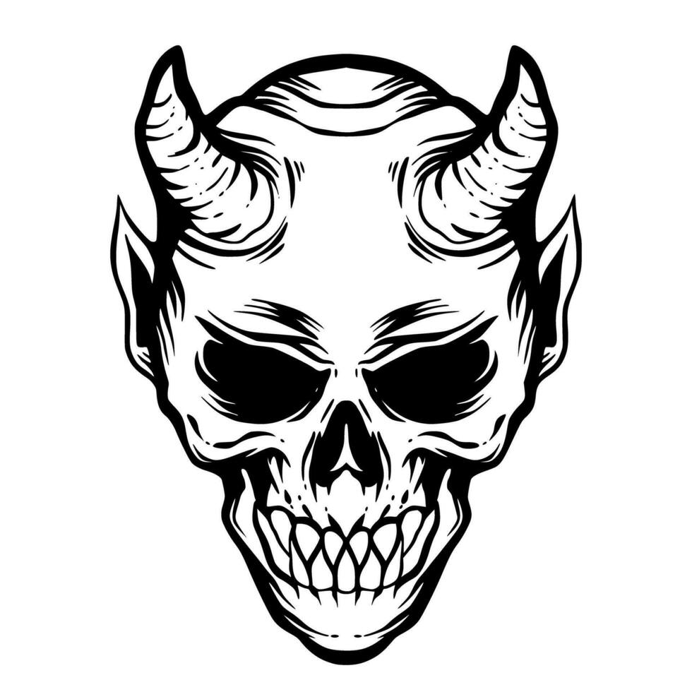 Devil skull illustration mascot logo art vector