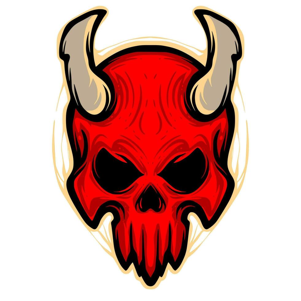 Devil skull illustration mascot logo art vector