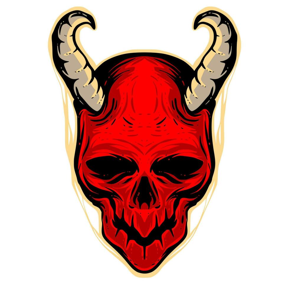 Devil skull illustration mascot logo art vector