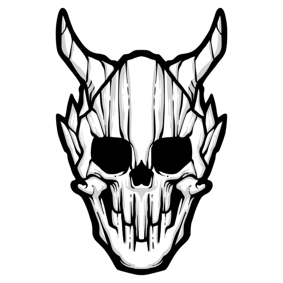 Skull head illustration mascot logo vector