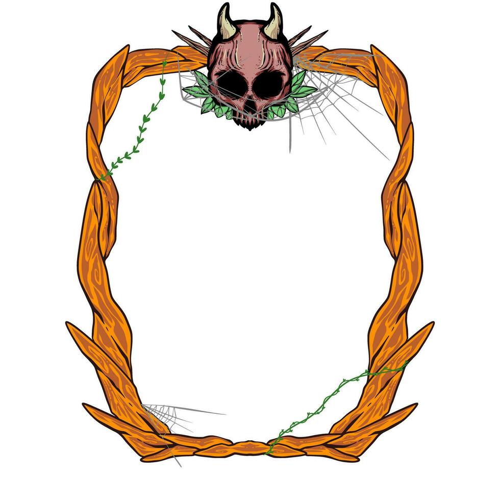 Frame root skull halloween vector