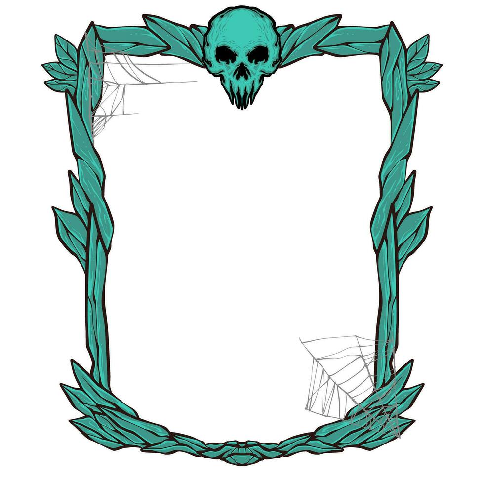 Frame root skull halloween vector