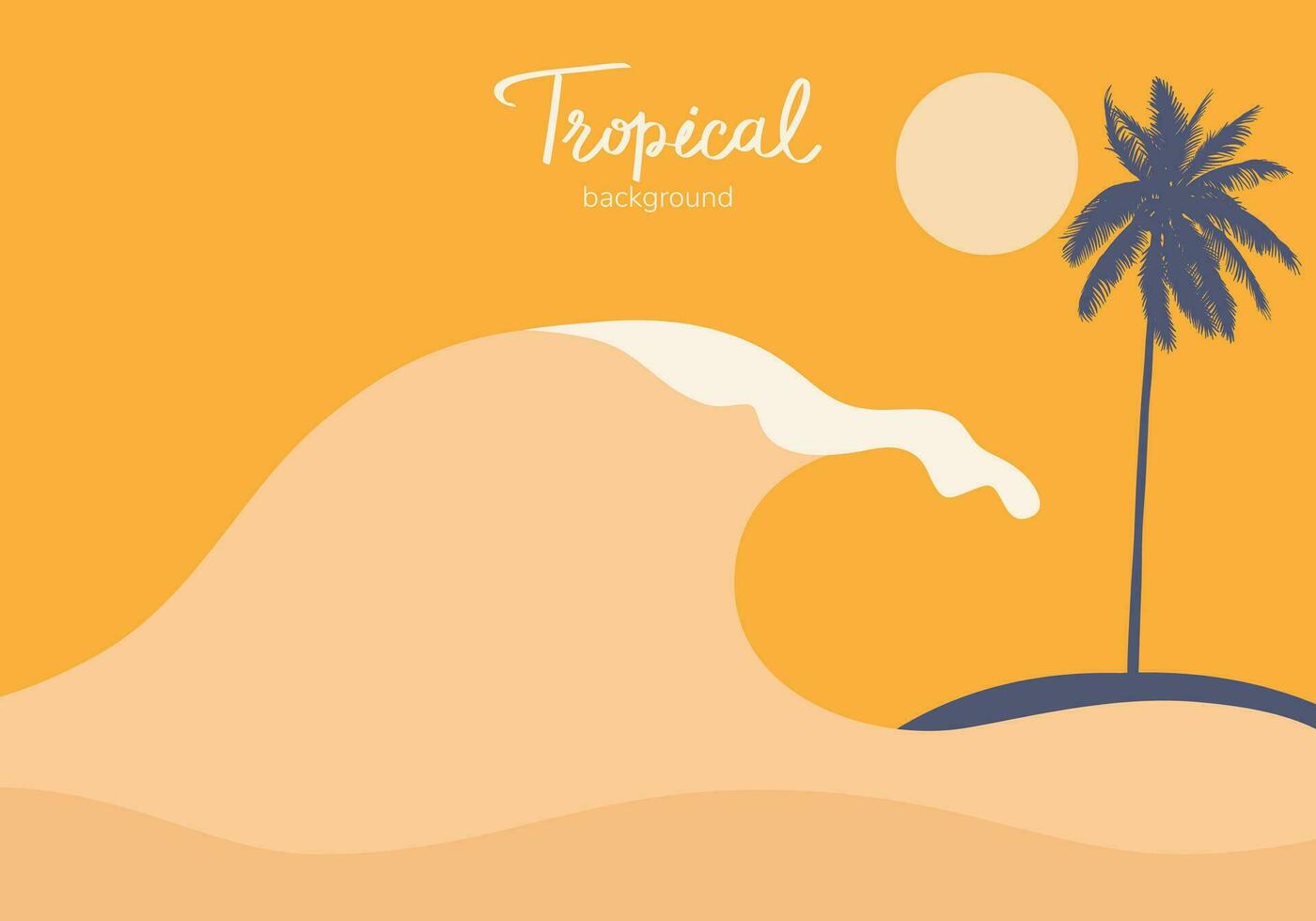 resumen verano tropical grande ola en el playa palma árbol y el sol, isla. antecedentes diseño ilustración. vector