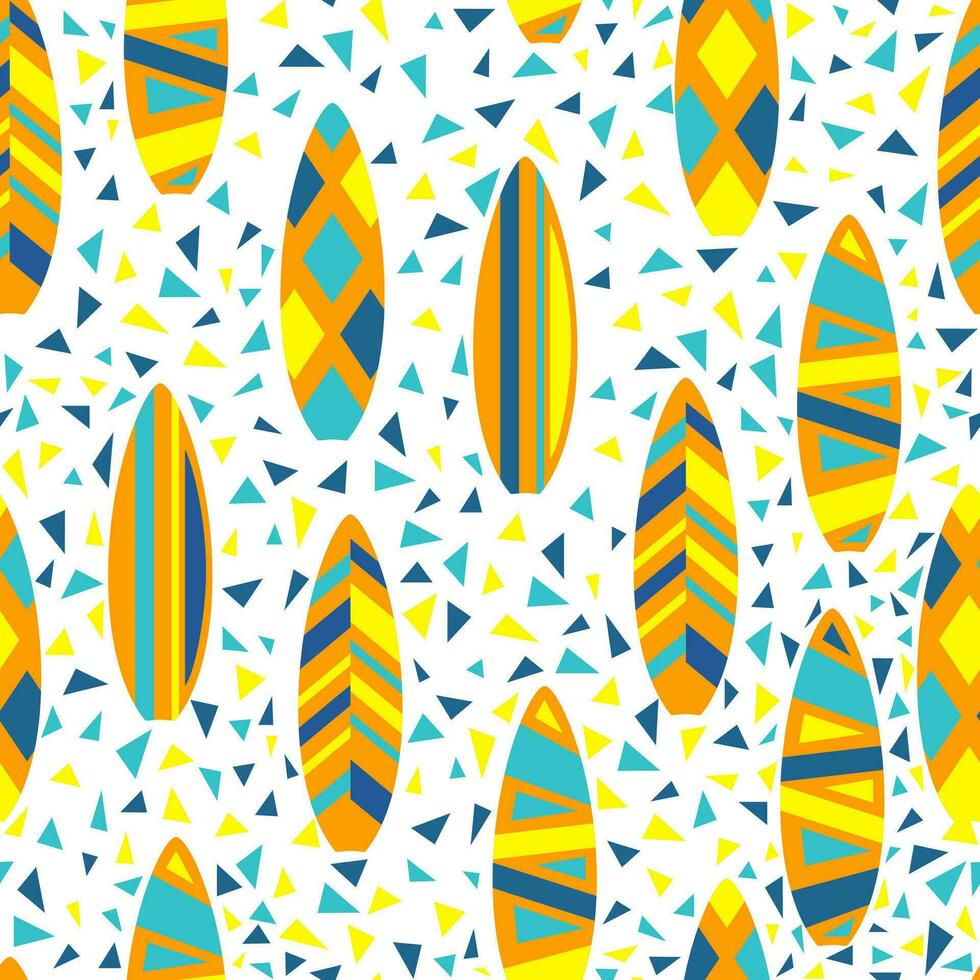 Seamless pattern with surf boards. Colorful summer design vector