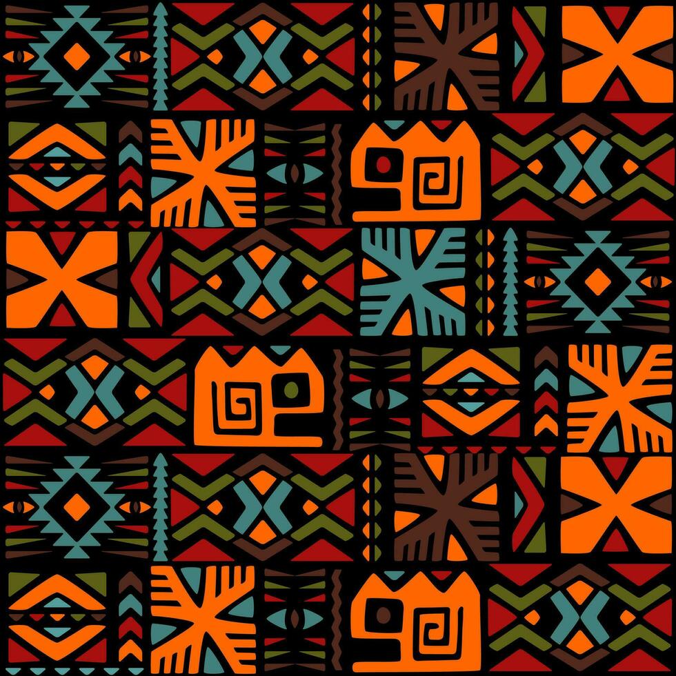 Hand drawn abstract seamless pattern, ethnic background, simple africa