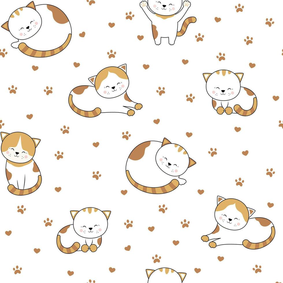 kawaii rojo gatos o gatitos en gracioso posa linda bebé gatos para impresión o pegatina diseño. vector