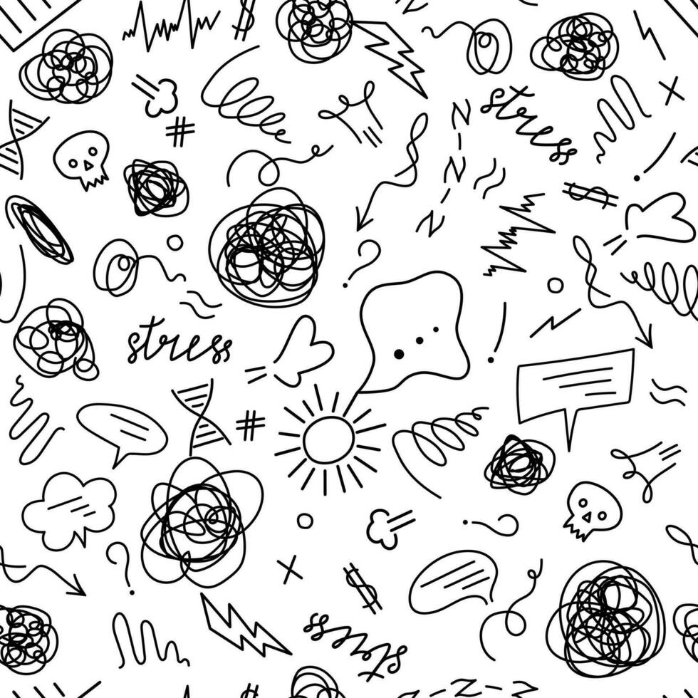 Psychological Problems Vector Seamless Pattern. Different thoughts in my head.