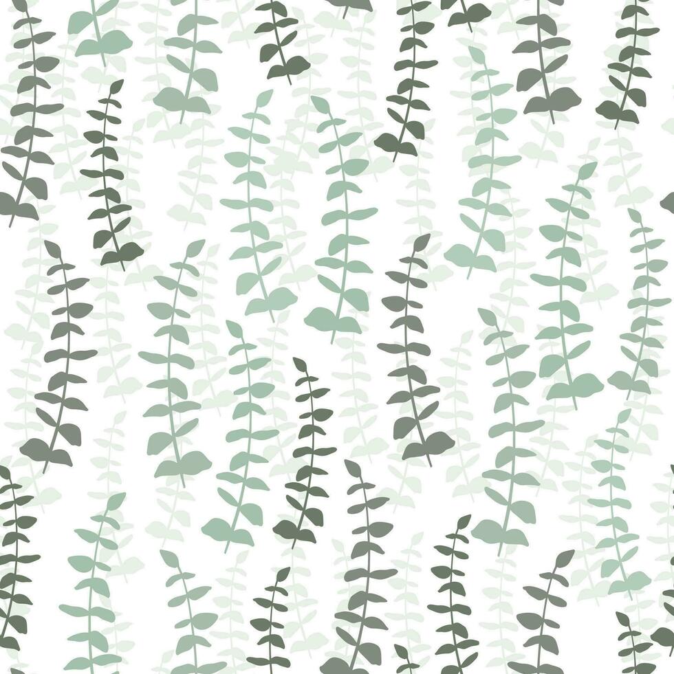 Gentle seamless pattern with silver eucaliptus leaves and branches vector