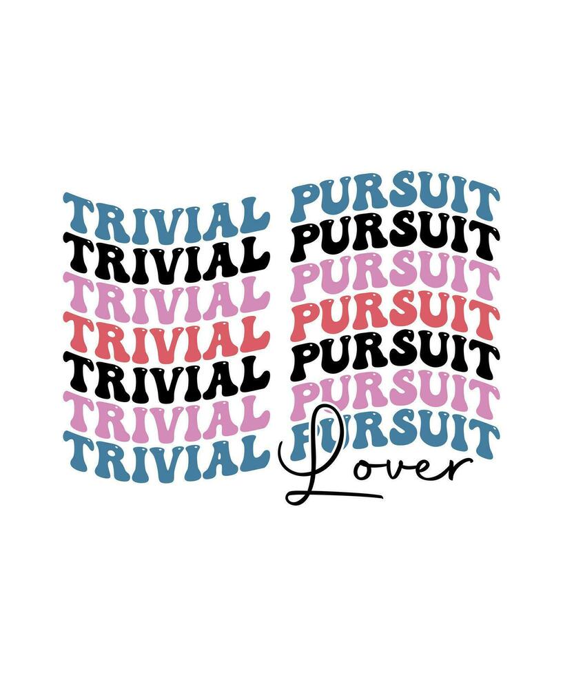 Trivial pursuit lover retro wave t-shirt designs bundle. also for design for t-shirts, tote bags, cards, frame artwork, phone cases, bags, mugs, stickers, tumblers, prints, pillows, etc vector