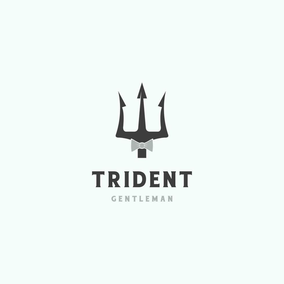 trident gentlemen logo design on isolated background vector