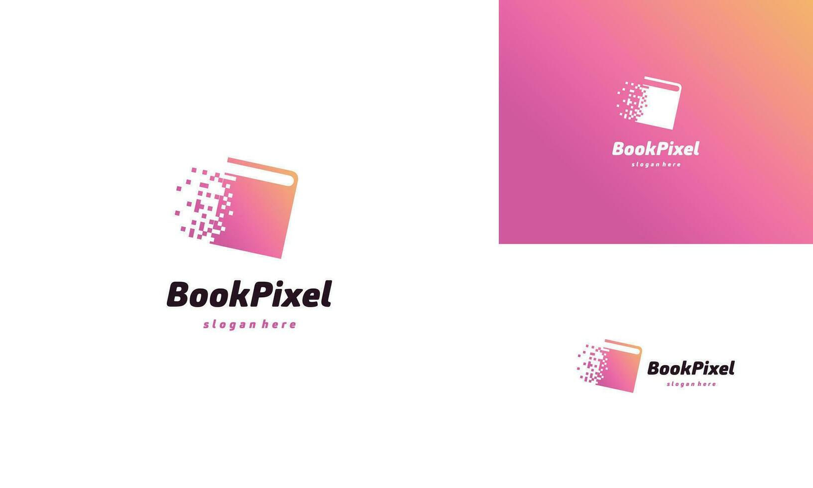 pixel book logo design concept vector, technology education logo icon template vector