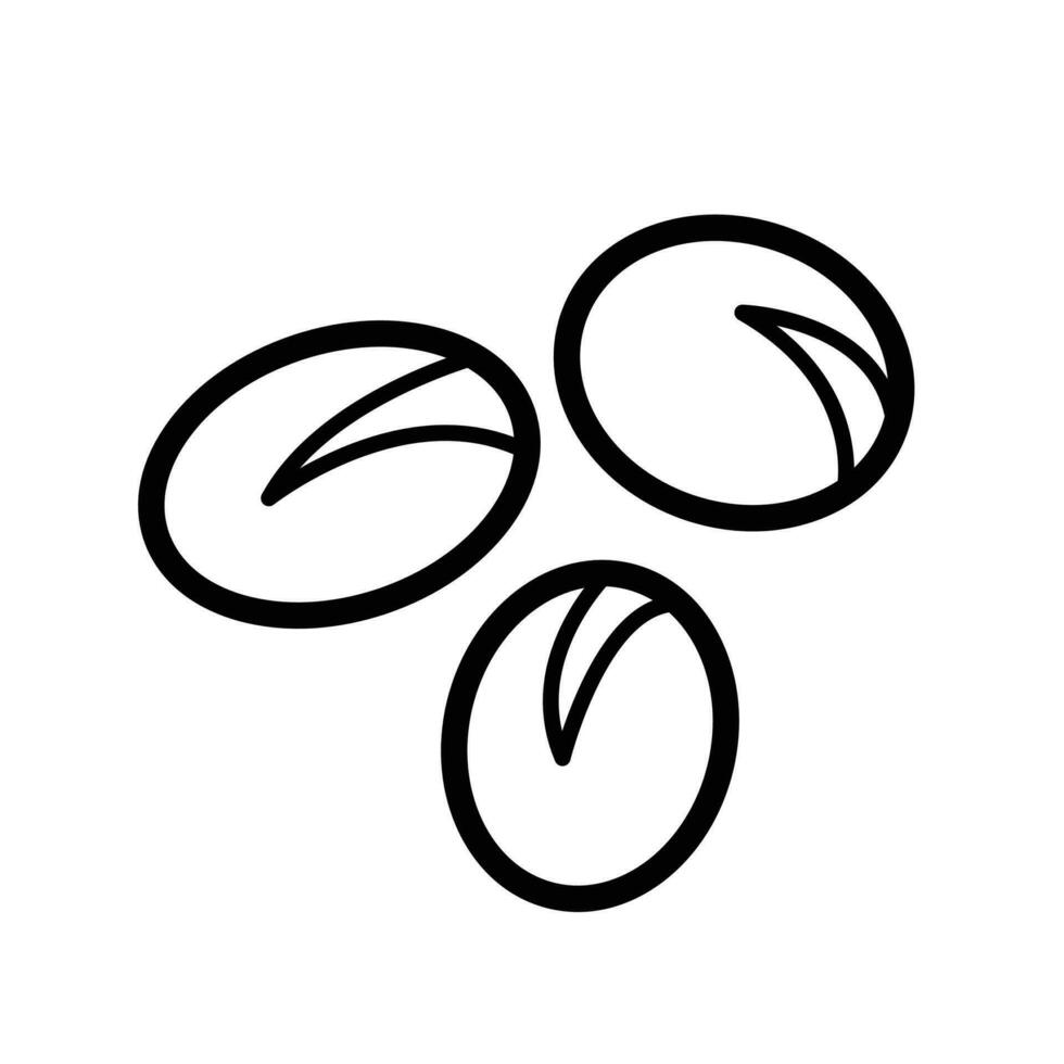 Black and white soya beans vector icon illustration isolated on square white background. Simple flat minimalist outlined cartoon art style food drawing.