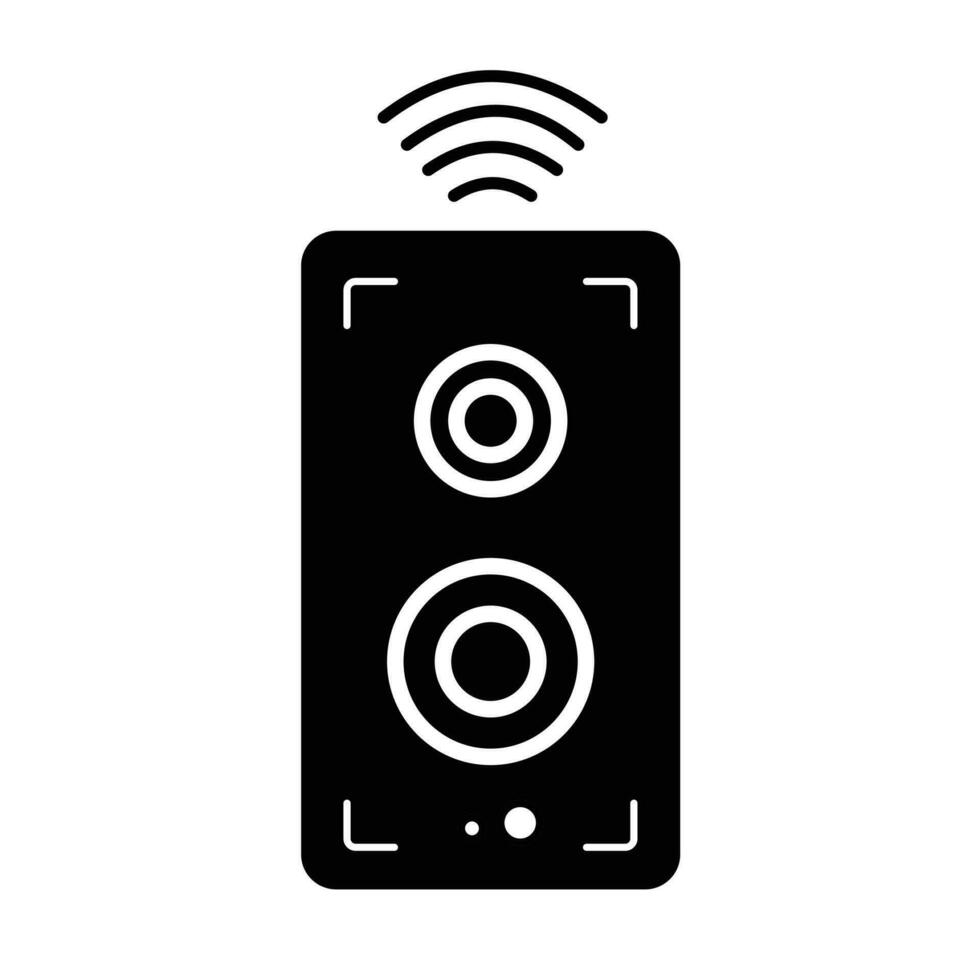 Speaker vector icon silhouette illustration isolated on square white background. Simple flat outlined minimalist cartoon art styled drawing.