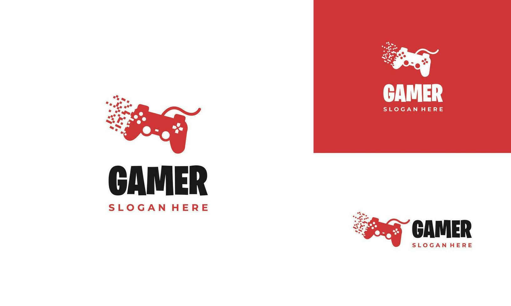 controller game combine with pixel square logo design modern concept vector