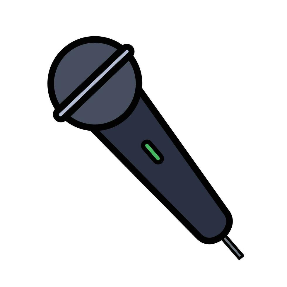 Colored hand microphone vector icon illustration isolated on square white background. Simple flat outlined minimalist cartoon art styled drawing.