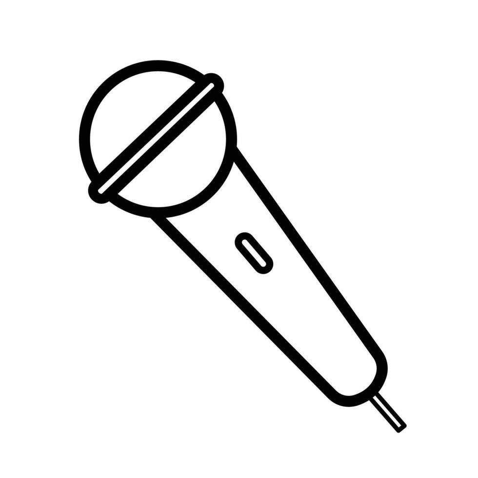 Hand microphone vector icon illustration isolated on square white background. Simple flat outlined minimalist cartoon art styled drawing.