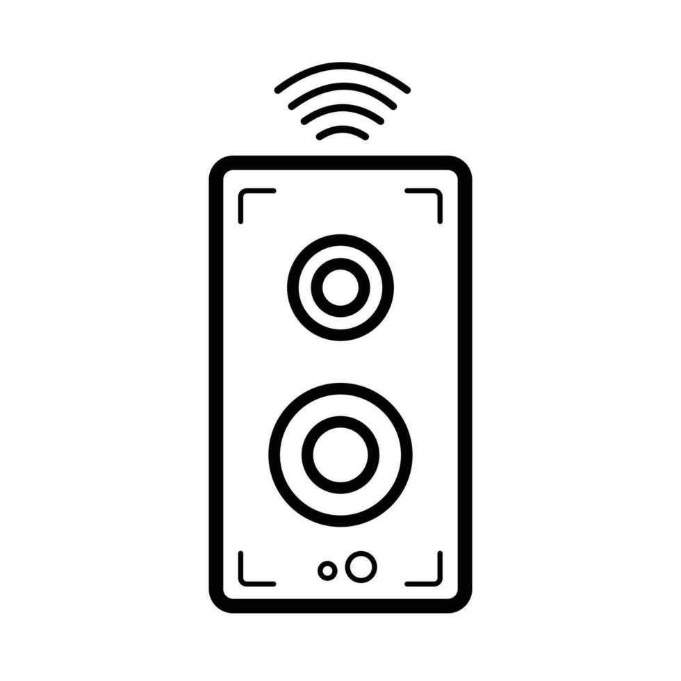 Speaker vector icon illustration isolated on square white background. Simple flat outlined minimalist cartoon art styled drawing.