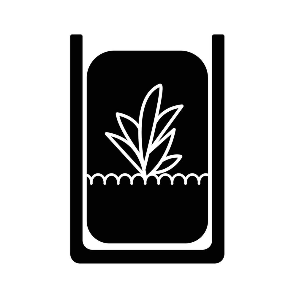 pequeño suculento escritorio planta en vaso tarro vector icono negro silueta aislado en cuadrado blanco antecedentes. sencillo plano minimalista resumido dibujos animados dibujo. botánico natural jardín Arte.
