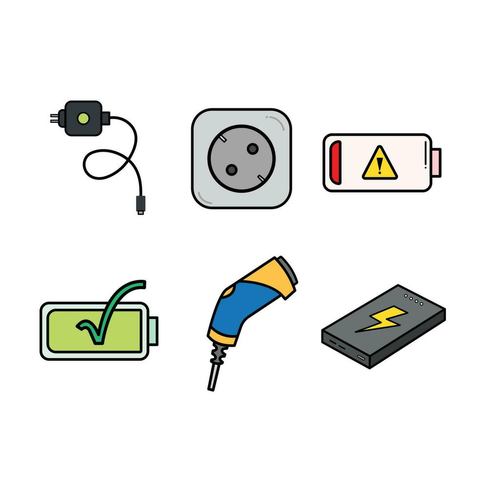 cargando o energía batería temática de colores resumido vector icono ilustración aislado en cuadrado blanco antecedentes. sencillo plano resumido minimalista firmar icono dibujo con tecnología poder tema.