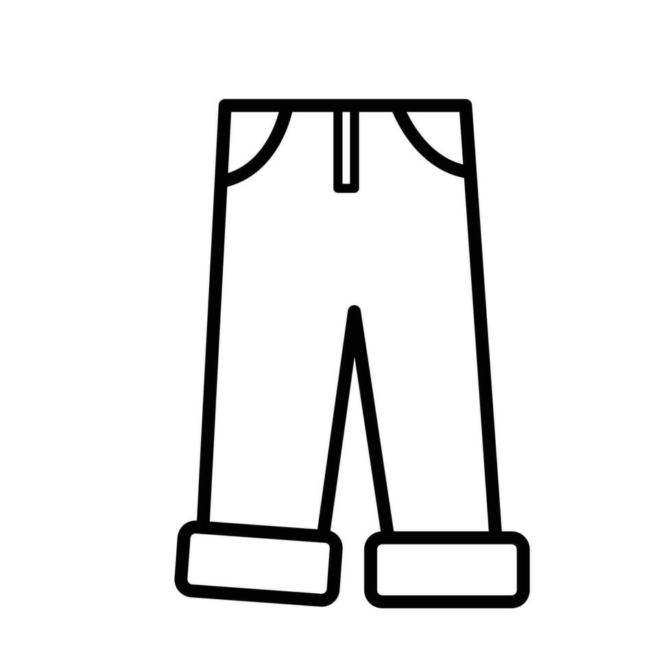 Long pants with pockets and zipper vector icon illustration isolated on square white background. Simple flat cartoon outlined drawing.