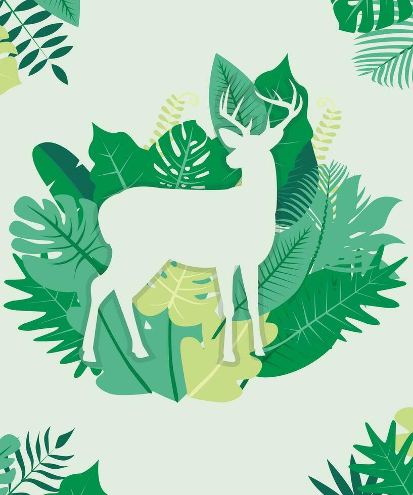 illustration vector graphic of animal and background leaf