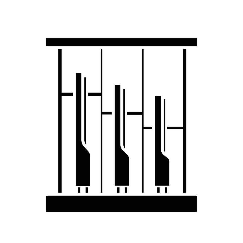 Angklung Indonesian traditional musical instrument vector icon black silhouette isolated on square white background. Simple flat minimalist musical instruments items drawing.