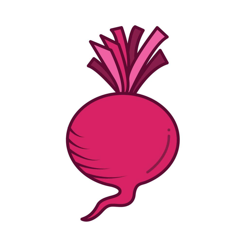 Beetroot vegetable reddish pink vector icon colored illustration isolated on square white background. Simple flat cartoon vegetable healthy natural food ingredients drawing.