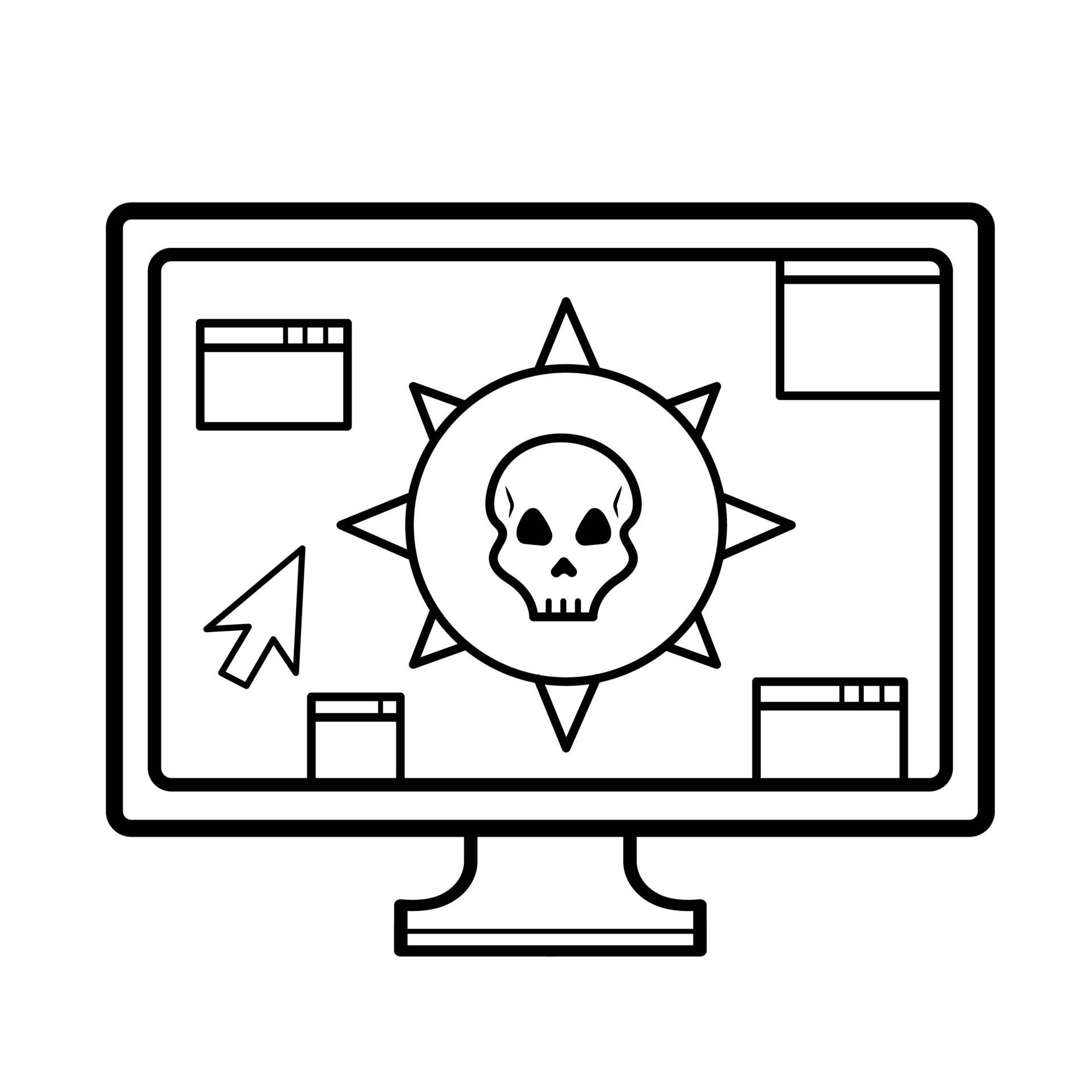peligroso computadora virus con cráneo y popular arriba ventanas vector