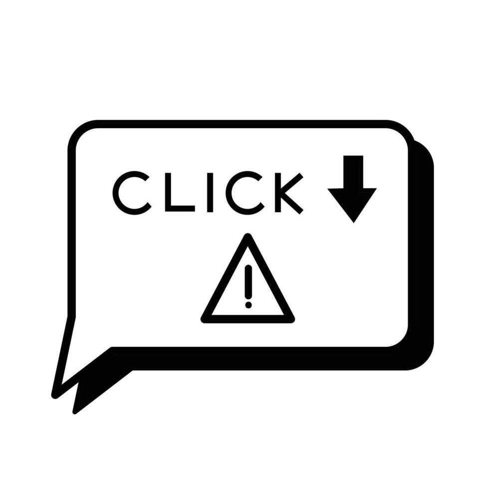 Dangerous link chat with arrows and triangle warning sign vector icon outline isolated on square white background. Simple flat cartoon art styled drawing with cyber internet security.