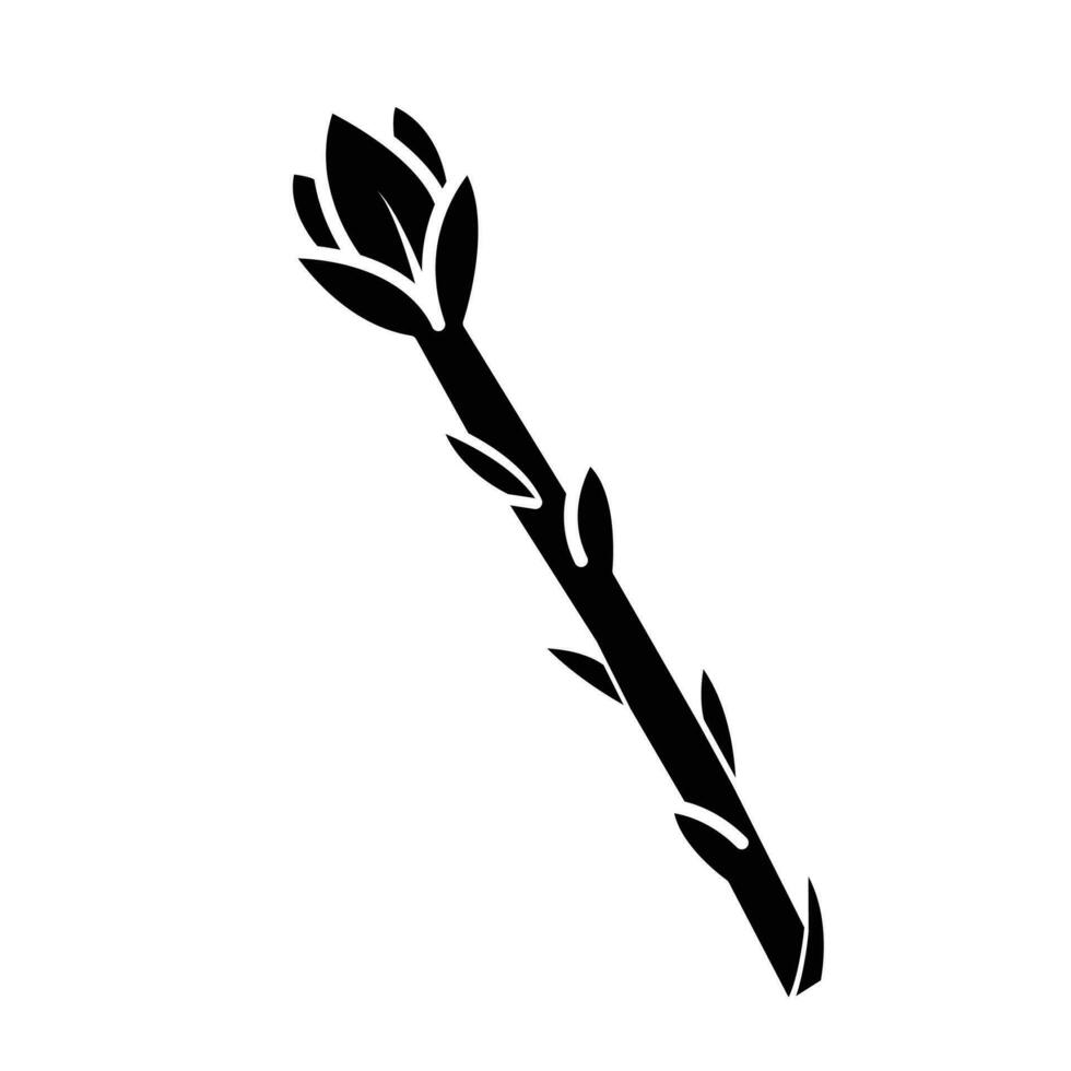 Asparagus vegetable vector icon black silhouette illustration isolated on square white background. Simple flat cartoon vegetable healthy natural food ingredients drawing.