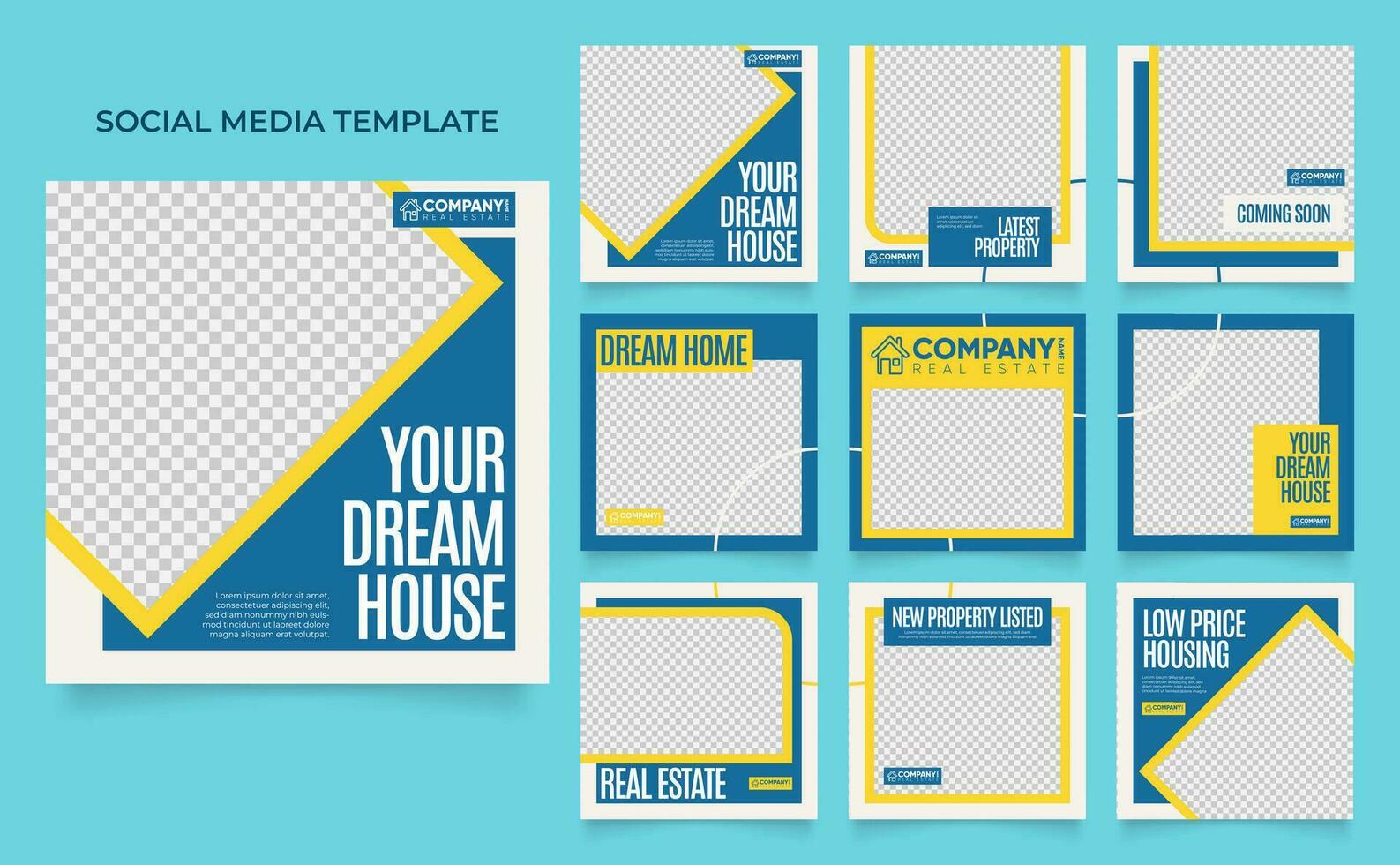 social media template banner house architecture service promotion vector