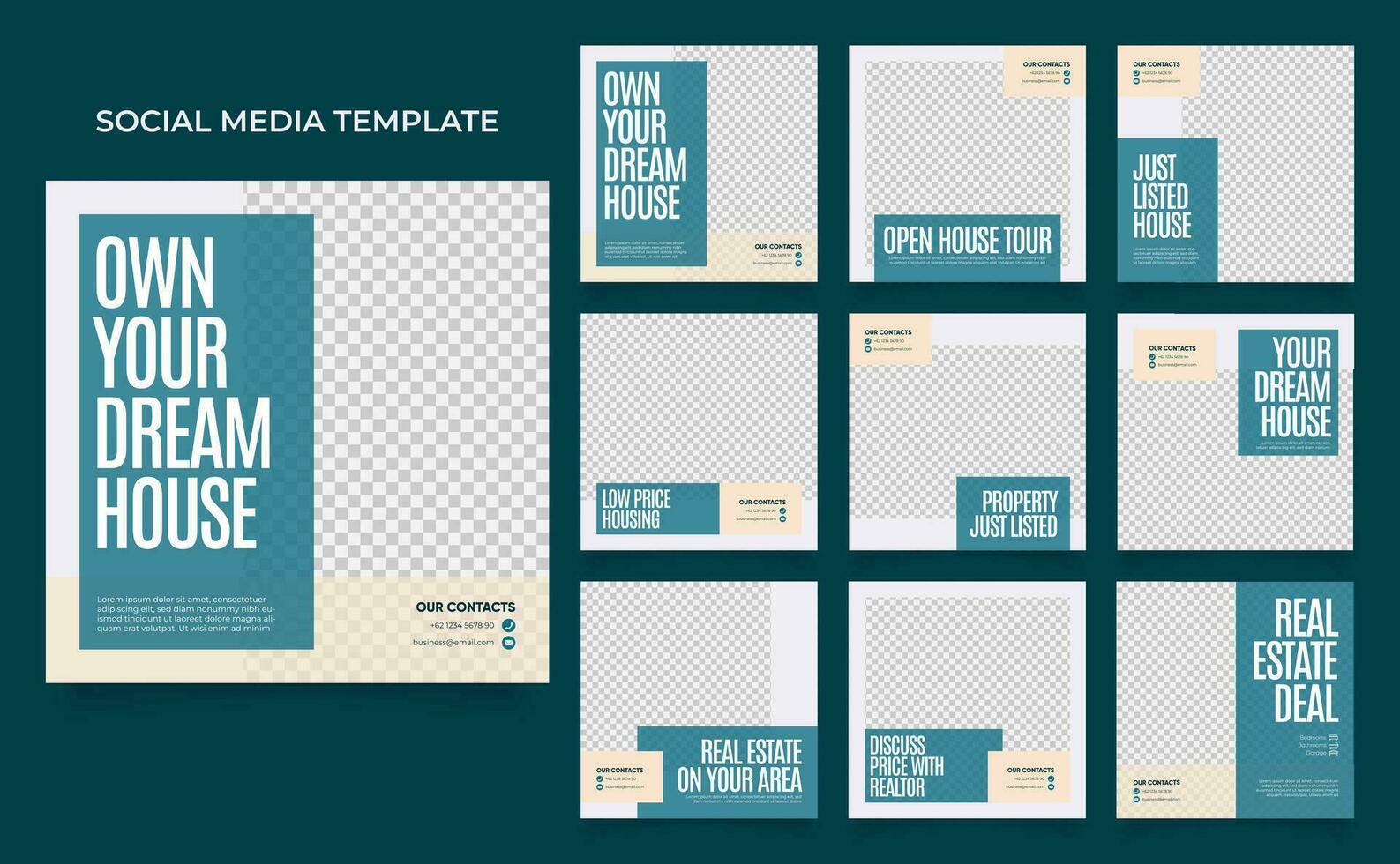 social media template banner house architecture service promotion vector
