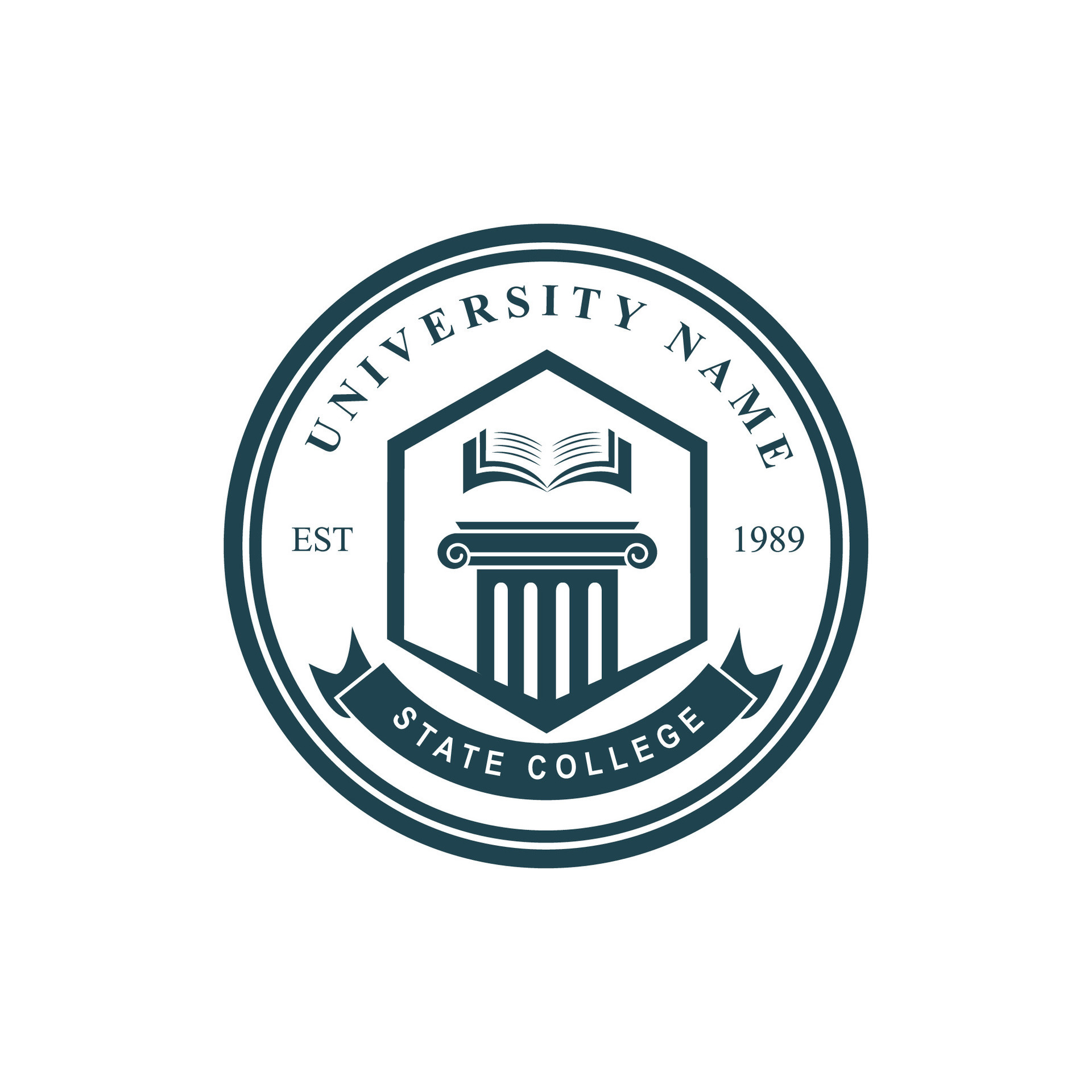 University college school badge logo design vector image. Education ...