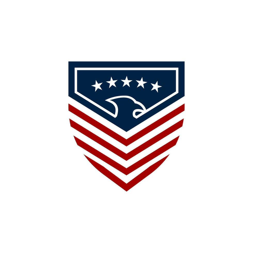 Minimalist line eagle abstract badge logo design. United states hawk logo brand. vector