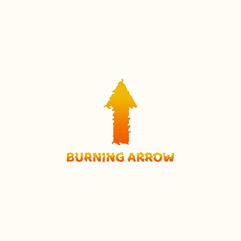 Burning arrow logo pointing up with gradient color. vector