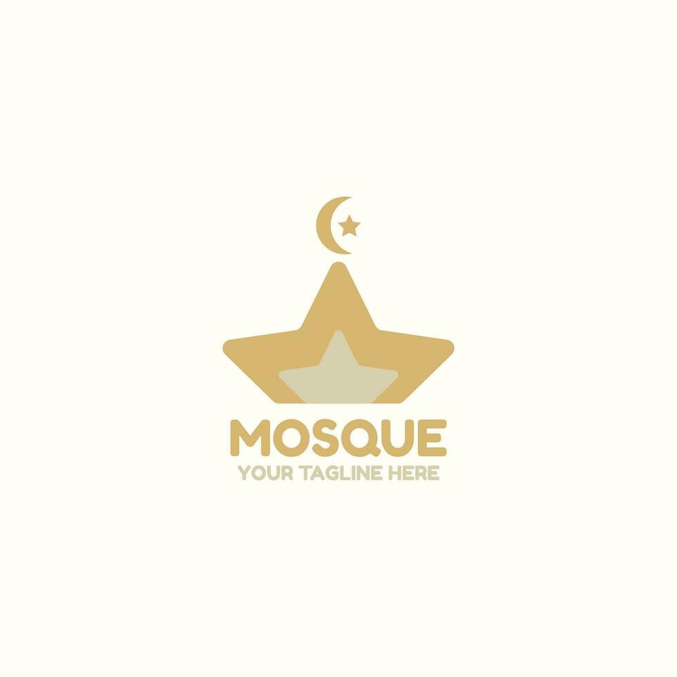 Unique mosque logo with a half star shape. vector