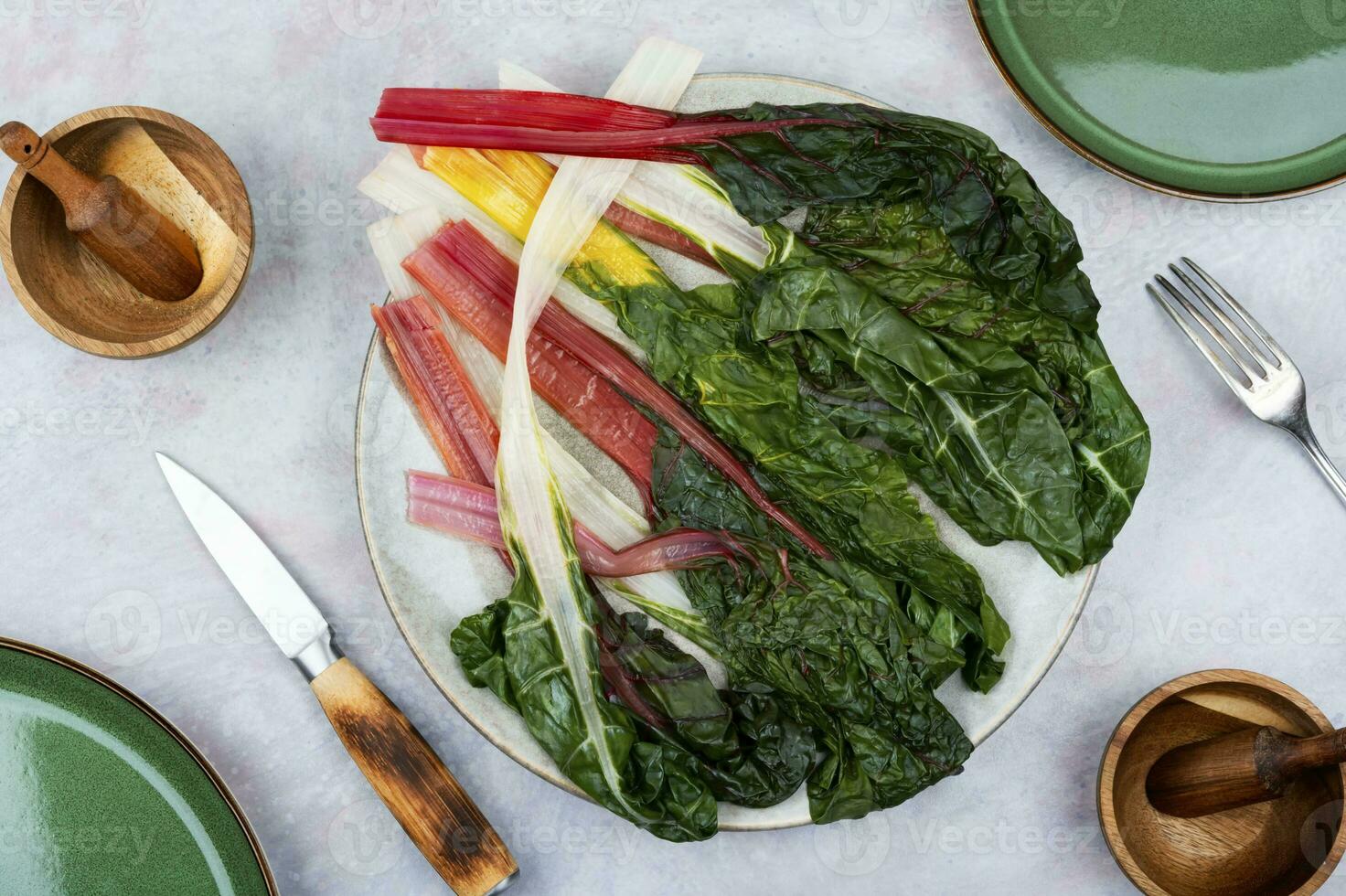 Sauteed swiss chard, top view. photo